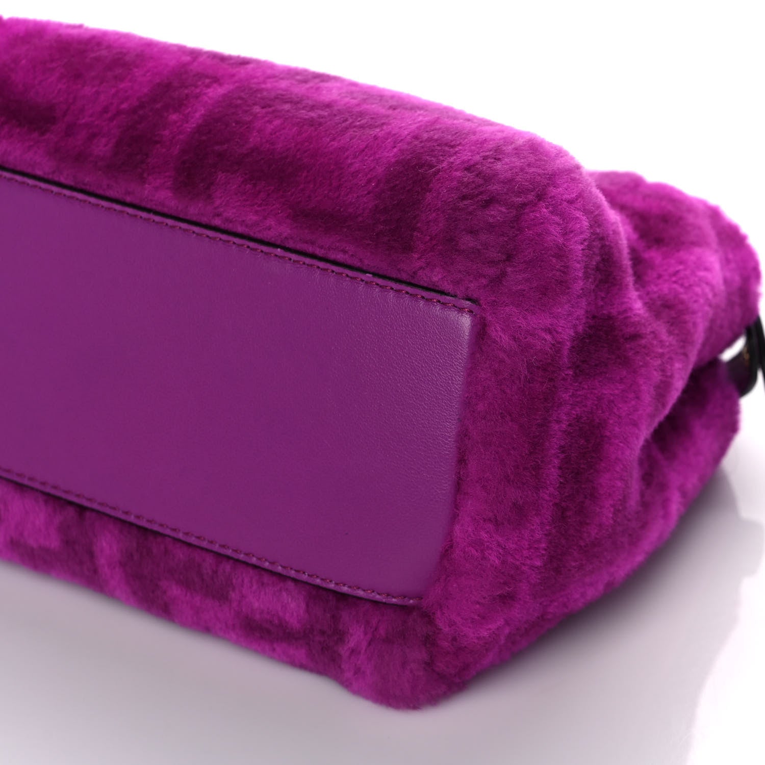 Fendi Shearling Nappa Macro FF 1974 Mini Peekaboo Iconic Satchel Bouganville Magenta Lilac 9 of 12
