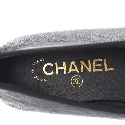 Chanel Caviar CC Cap Toe Ballerina Flats 38.5 Black 7 of 10