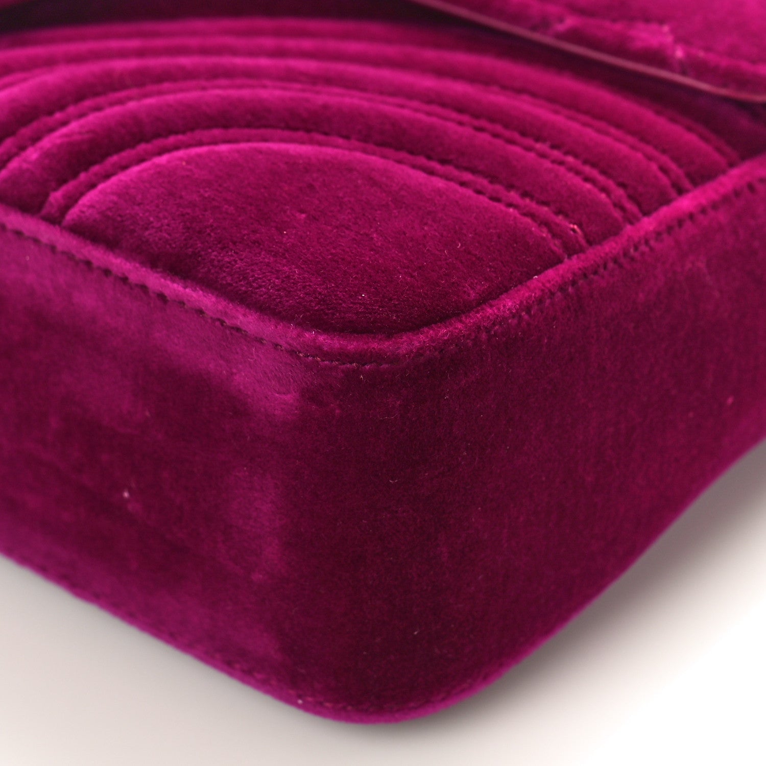 Gucci Velvet Matelasse Medium GG Marmont Shoulder Bag Fuchsia Violet Cyclamen 9 of 9