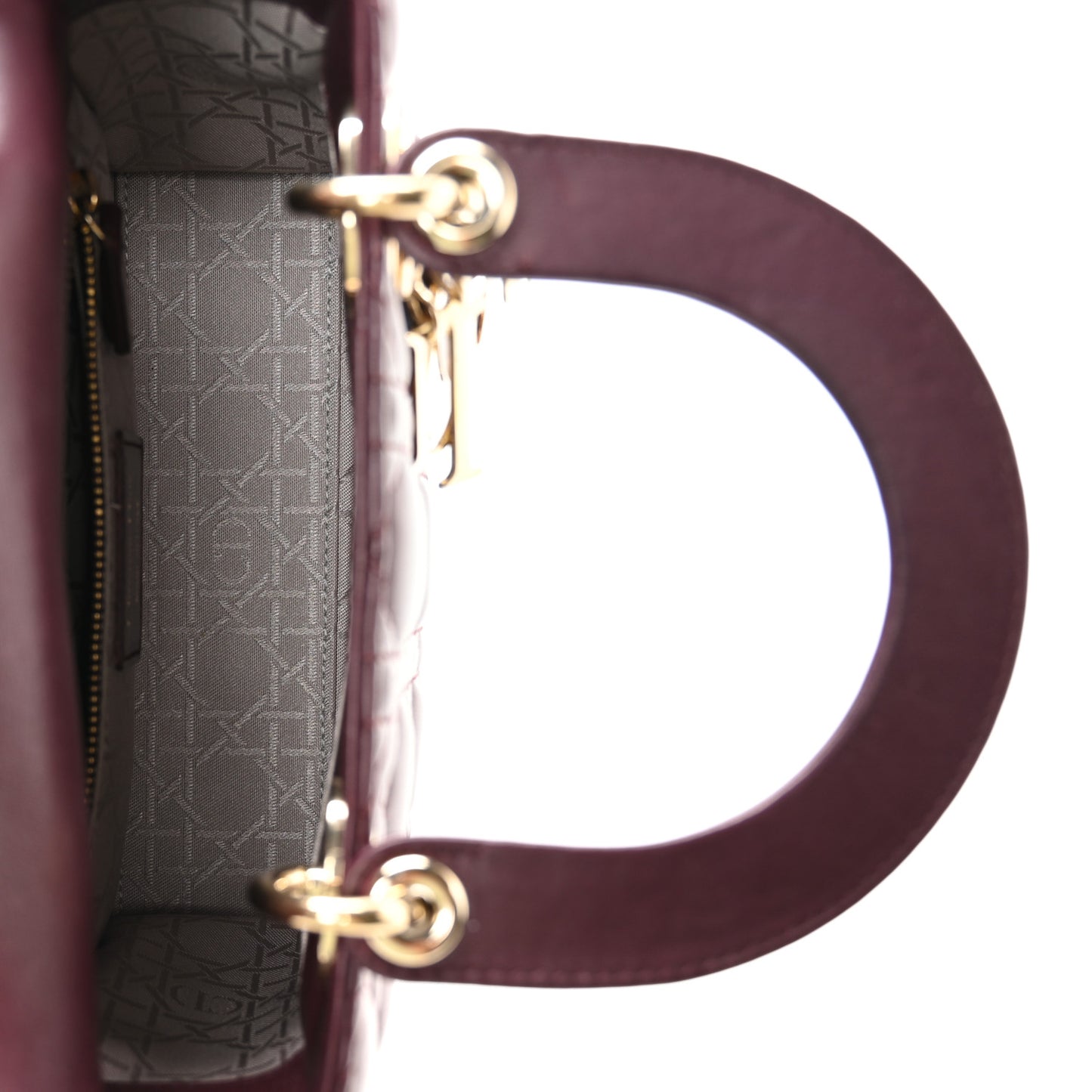 Lambskin Cannage Small Lucky Badges My Lady Dior Burgundy