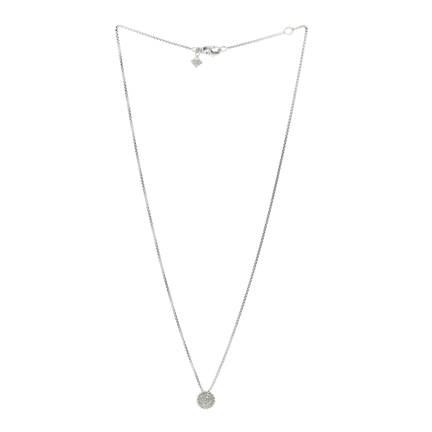 Sterling Silver Diamond 9mm Petite Pave Pendant Necklace