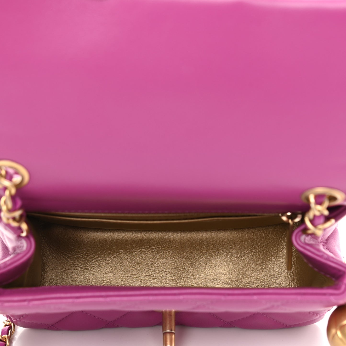 Lambskin Quilted Mini Pearl Crush Flap Purple