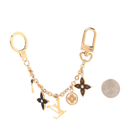 Louis Vuitton Brass Enamel Fleur De Monogram Bag Charm Chain Gold 2 of 3