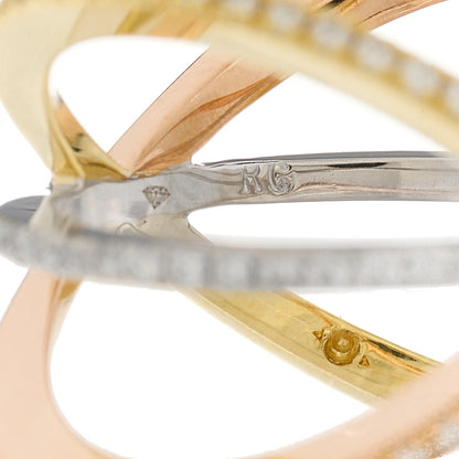 Roberto Coin 18K Rose Yellow White Gold Diamond Double Crisscross Ring 53 6.25 6 of 6