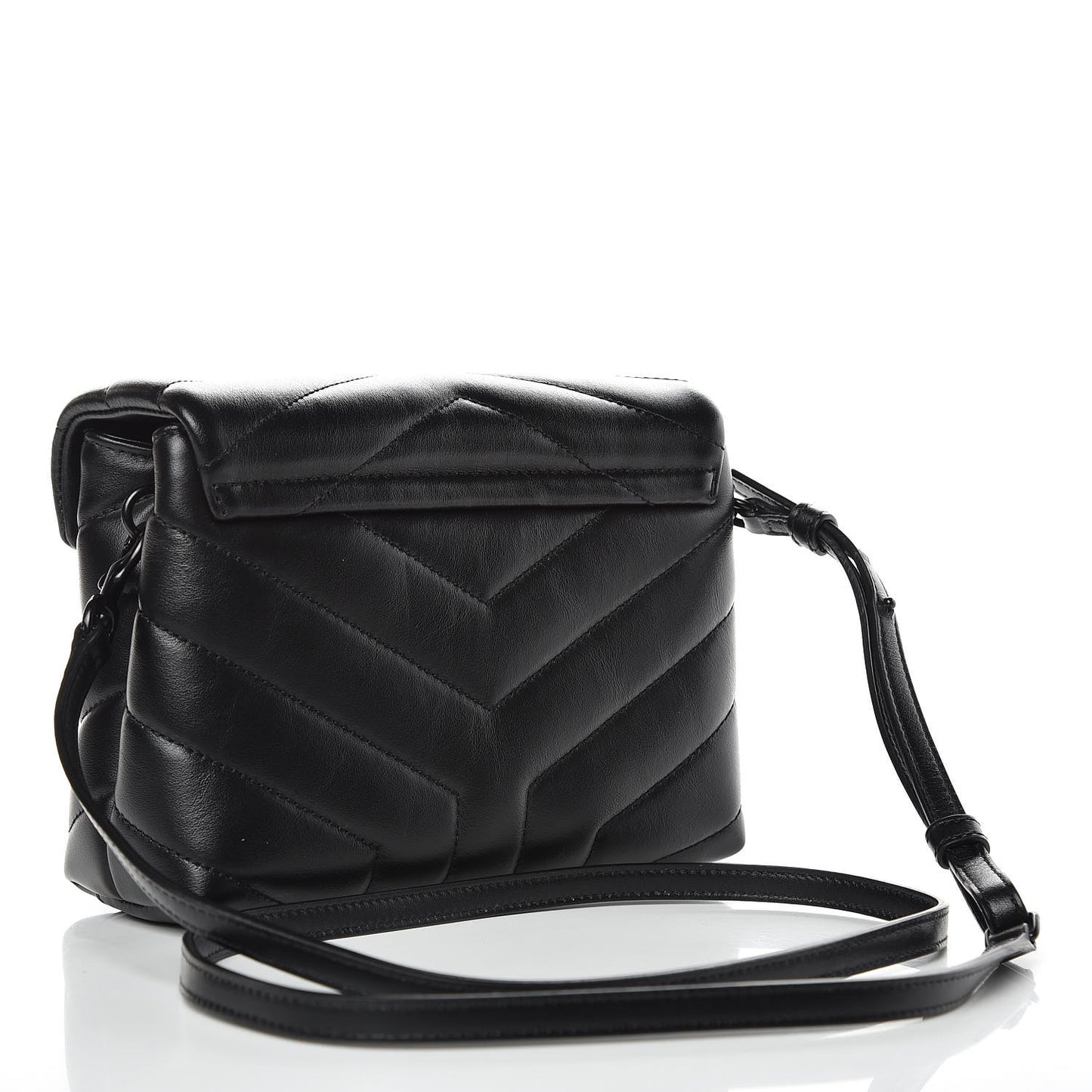 Calfskin Y Quilted Monogram Toy Loulou Crossbody Bag Black
