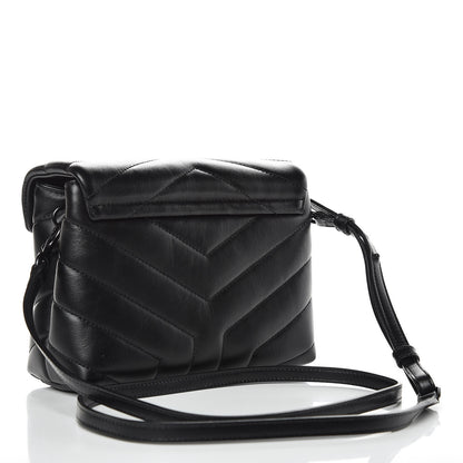 Saint Laurent Calfskin Y Quilted Monogram Toy Loulou Crossbody Bag Black 4 of 10