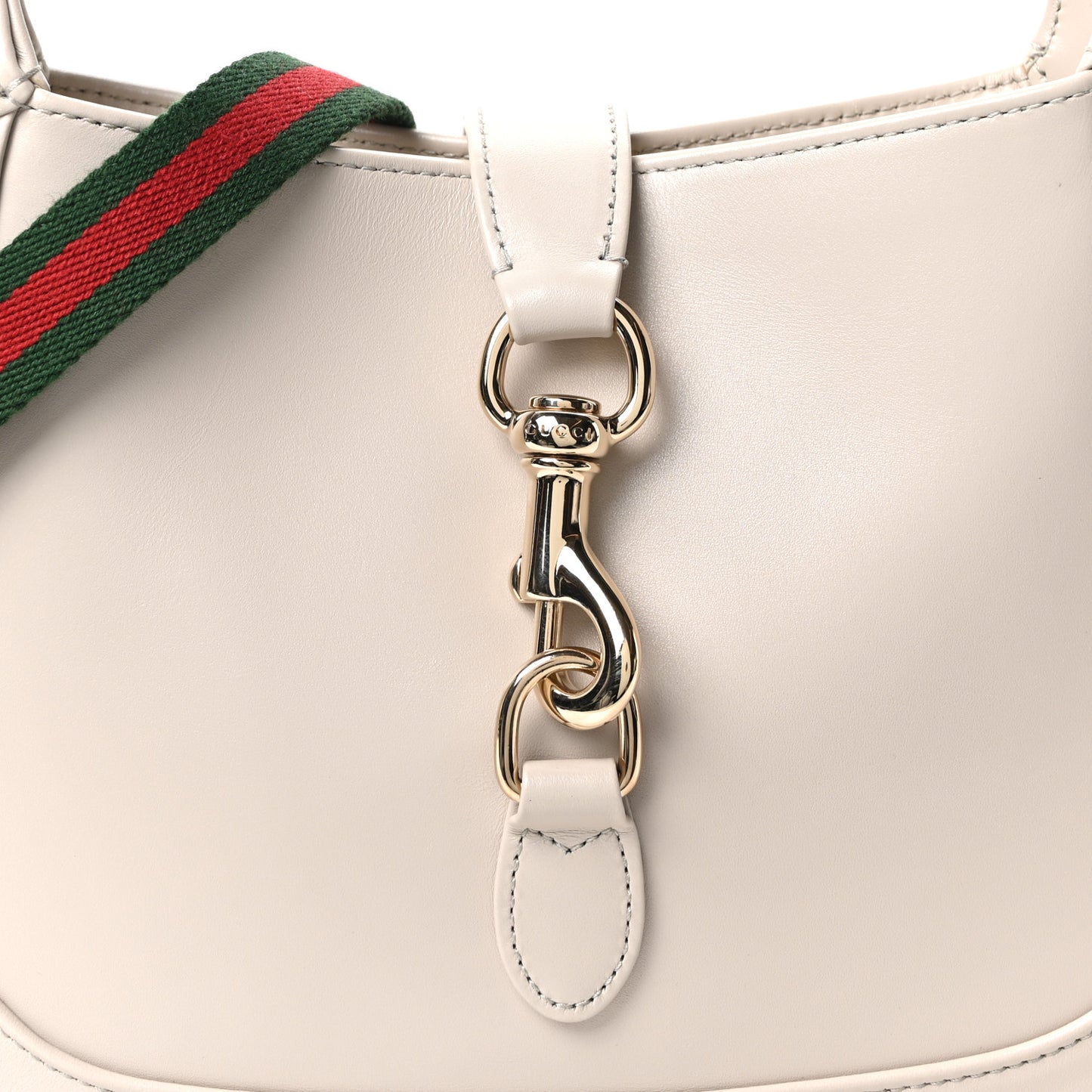 Ancora Calfskin Web Small Jackie Shoulder Bag Light Grey