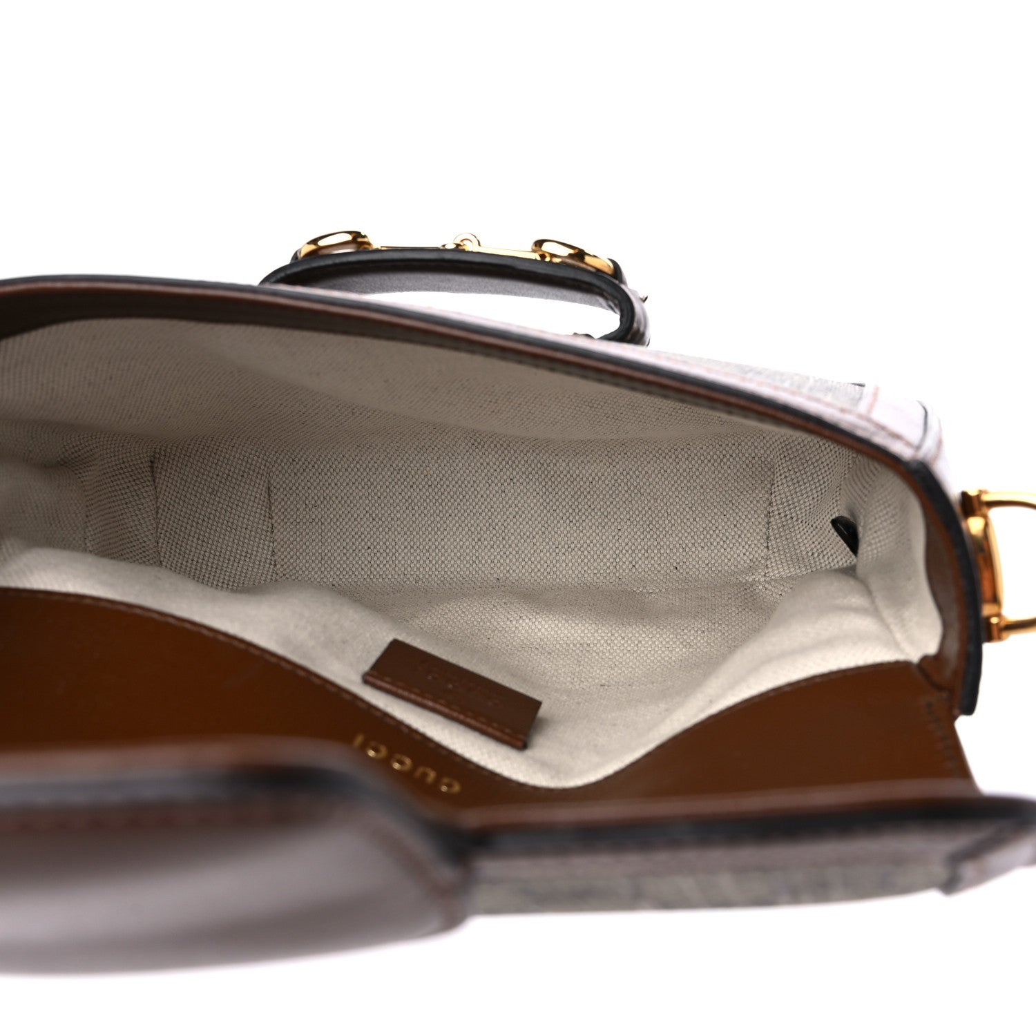 Gucci GG Supreme Monogram Web Mini Horsebit 1955 Shoulder Bag Beige Brown Sugar 5 of 11