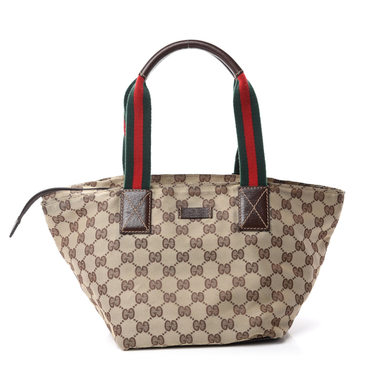 GG Monogram Small Web Handle Bucket Tote Dark Brown