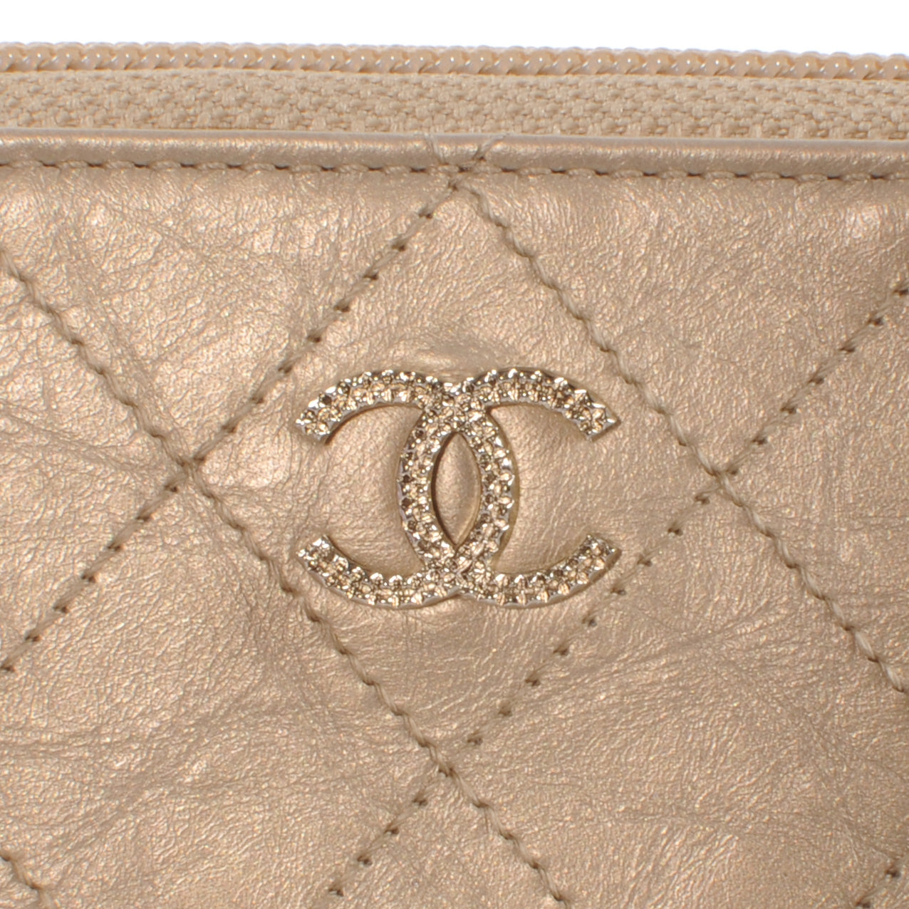 Chanel Calfskin Large Zip Around Wallet Gold 4 of 9