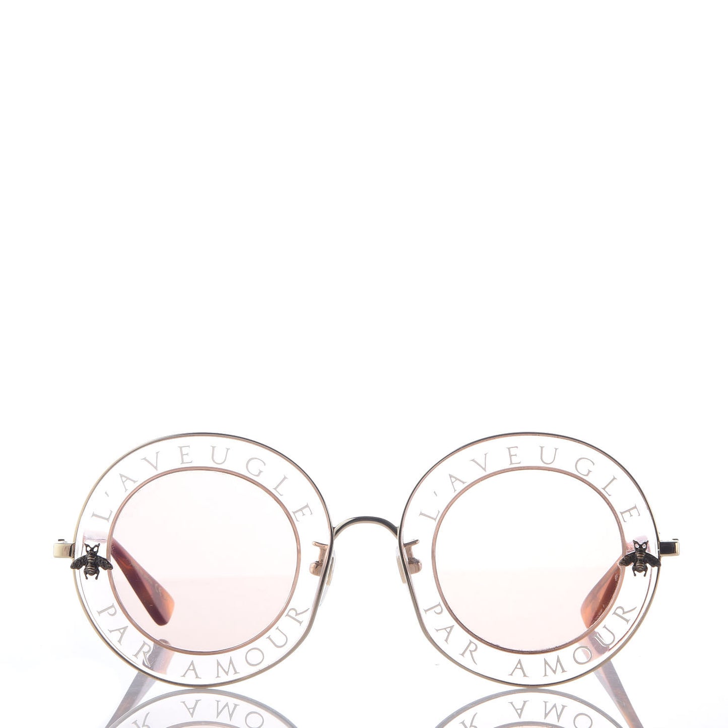 Metal L'Aveugle Par Amour Round Frame Sunglasses GG0113S Light Pink
