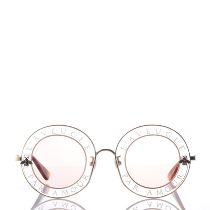 Gucci Metal L'Aveugle Par Amour Round Frame Sunglasses GG0113S Light Pink 2 of 7