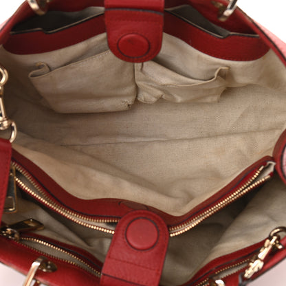 Gucci Pebbled Calfskin Medium Bamboo Shopper Tote Red 5 of 11