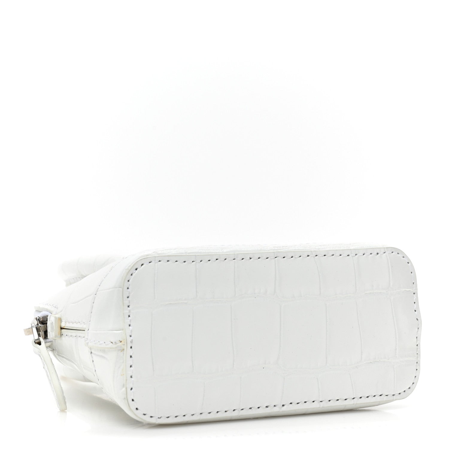 Balenciaga Calfskin Logo Crocodile Embossed Mini Ville Top Handle Bag White Black 4 of 13