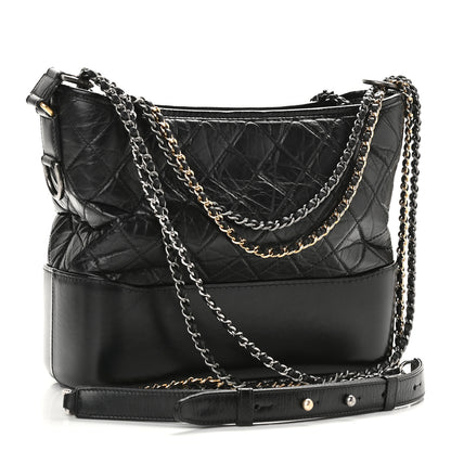 Chanel Aged Calfskin Quilted Medium Gabrielle Hobo Black 3 of 11