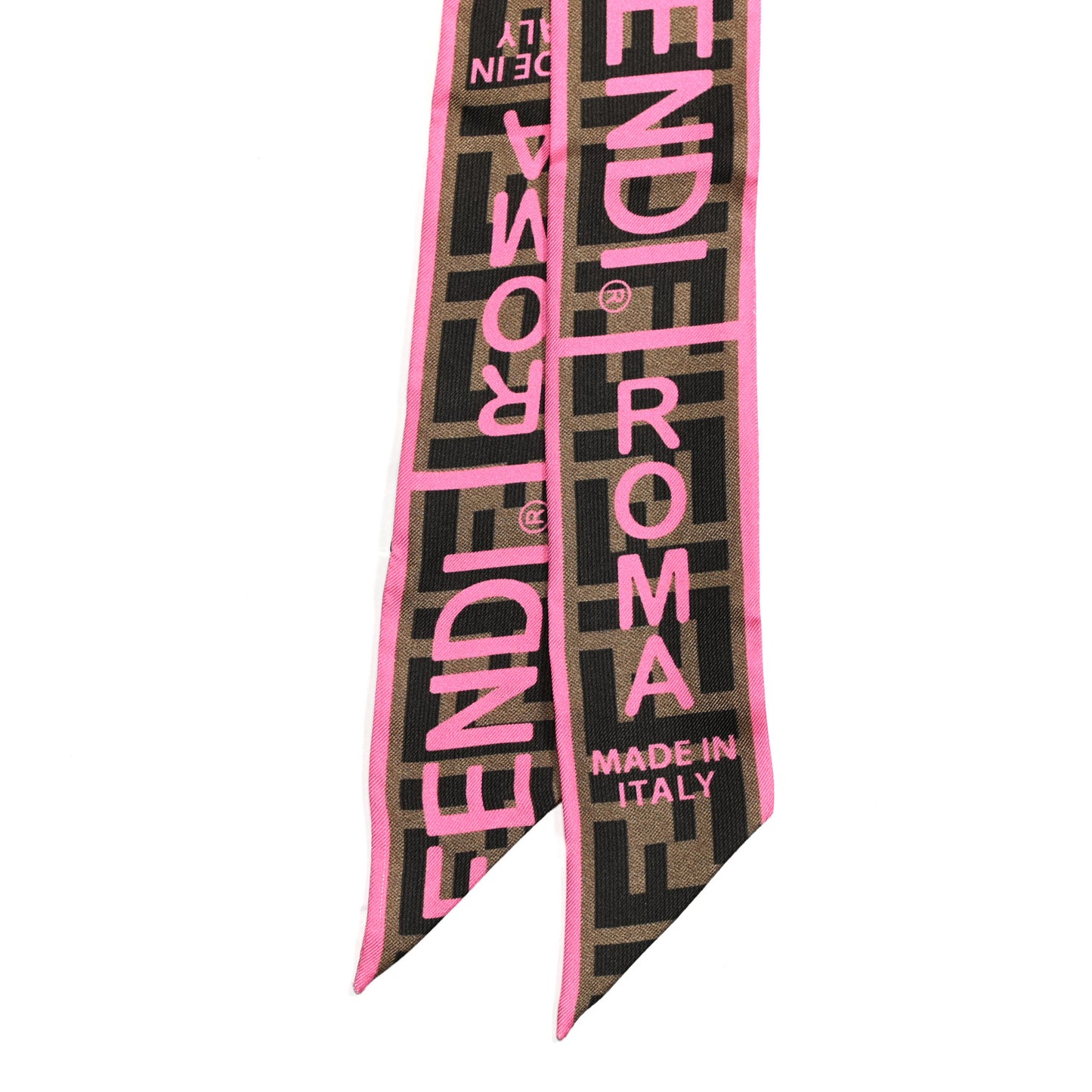 Silk FF 1974 Roma Logo Wrappy Scarf Rosa Fluo