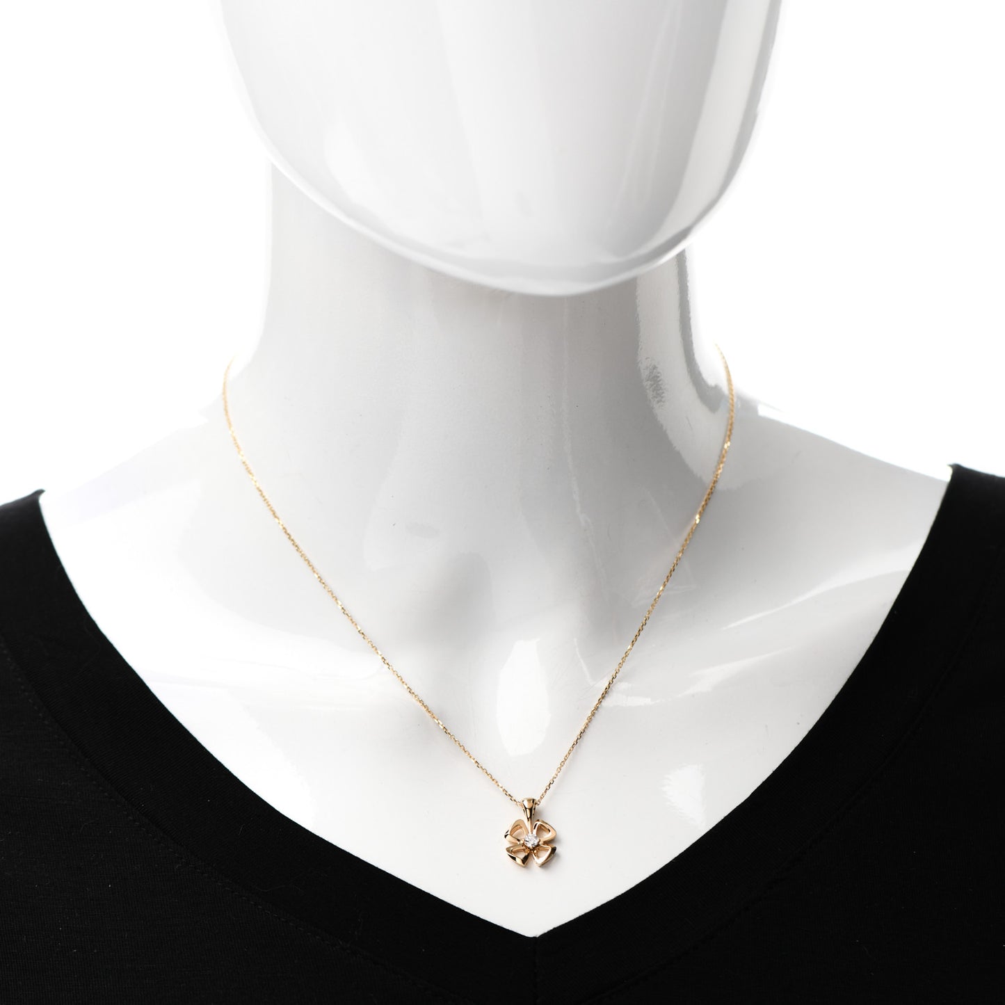 18K Yellow Gold Diamond Fiorever Pendant Necklace