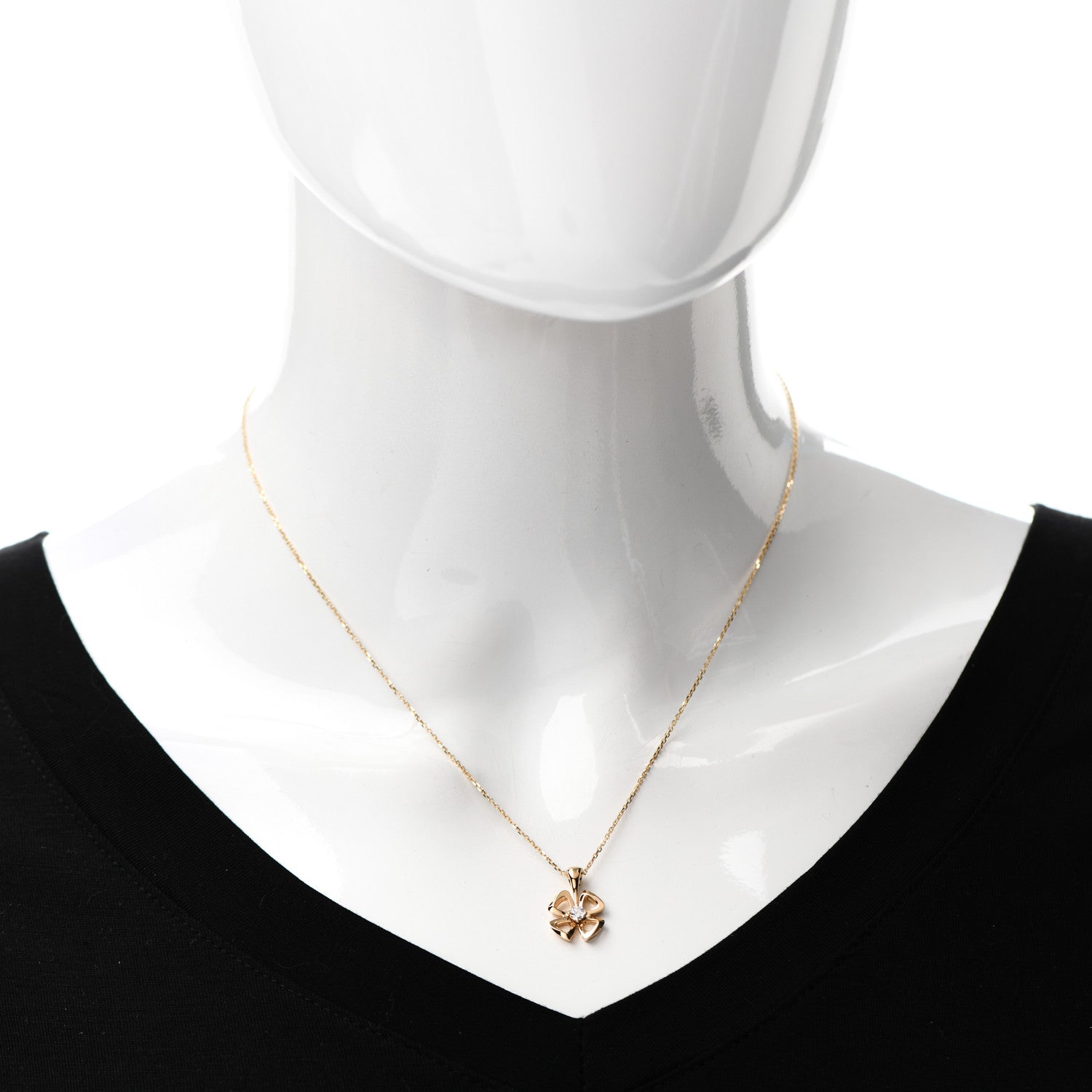 Bulgari 18K Yellow Gold Diamond Fiorever Pendant Necklace 2 of 8
