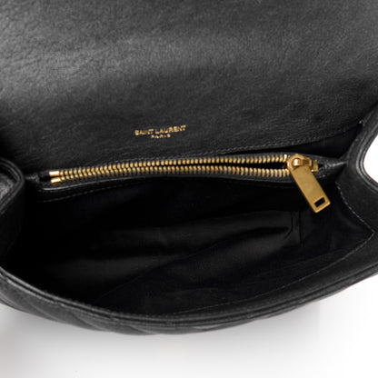 Saint Laurent Sheepskin Matelasse Chevron Monogram Medium College Bag Black 5 of 11