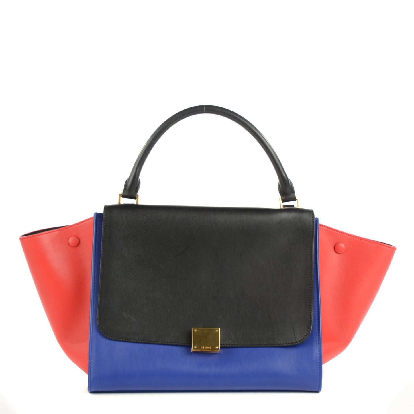 Smooth Calfskin Medium Tri-Color Trapeze Black