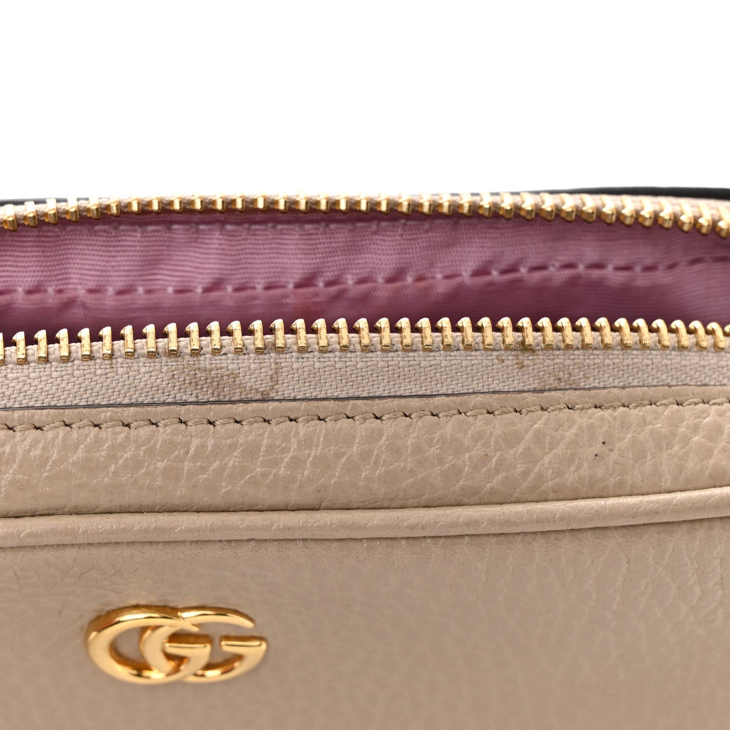 Dollar Calfskin Super Mini GG Marmont Chain Shoulder Bag Beige