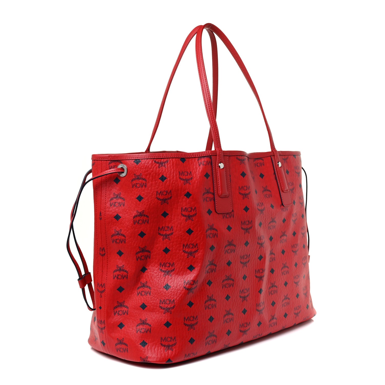 MCM Visetos Large Liz Reversible Shopper Tote Ruby Red 4 of 17