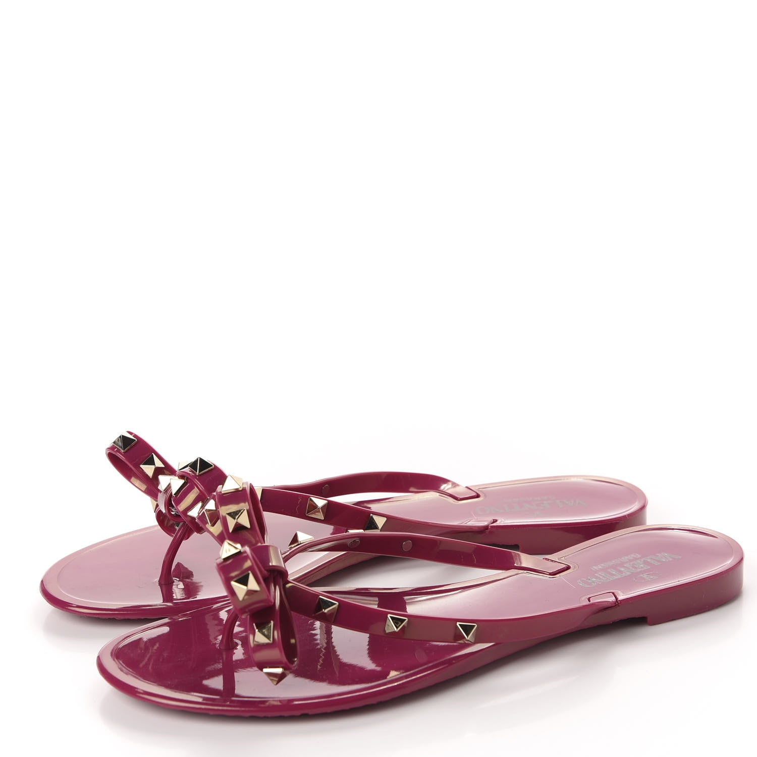 Valentino Garavani PVC Jelly Rockstud Bow Thong Sandals 41 Deep Cyclamin 3 of 9
