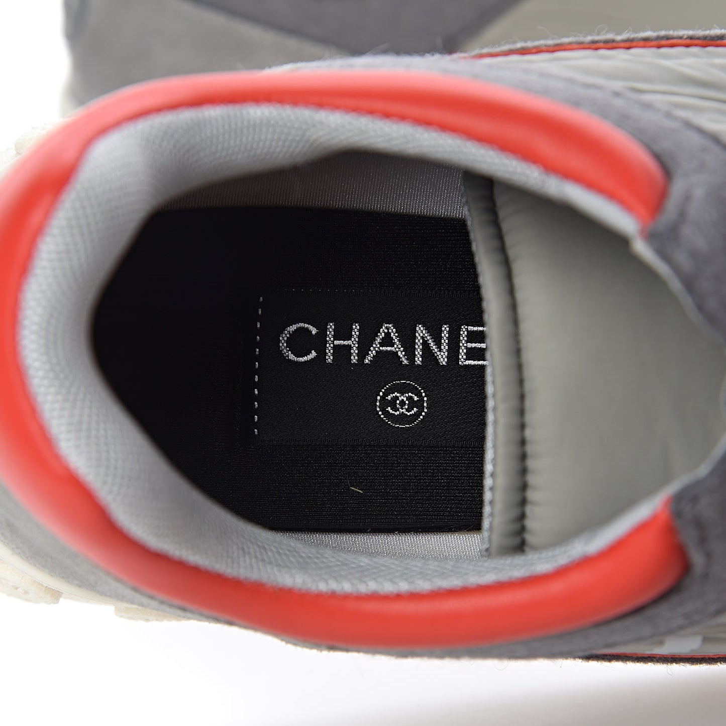 Nylon Calfskin Suede Mens CC Sneakers 41 Grey Orange