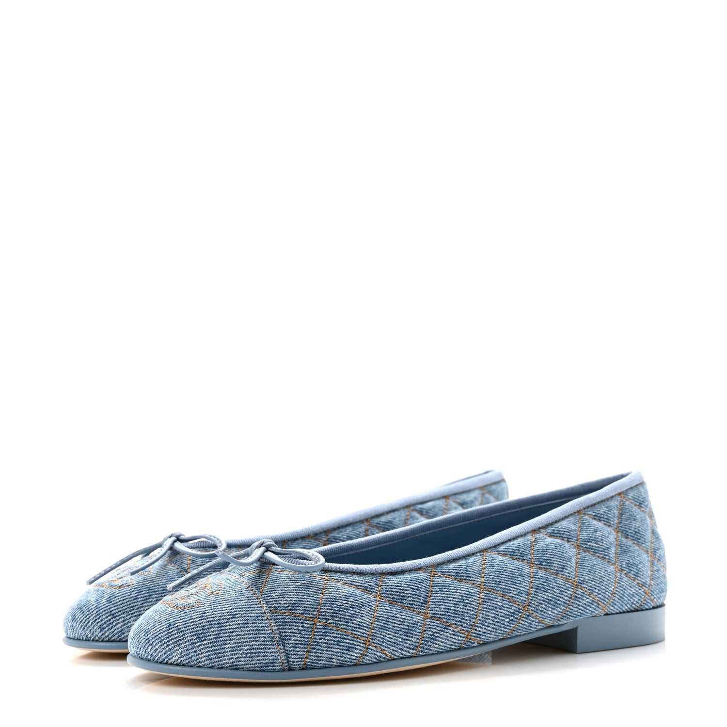 Chanel Denim Quilted CC Cap Toe Ballerina Flats 36 Light Blue 4 of 10