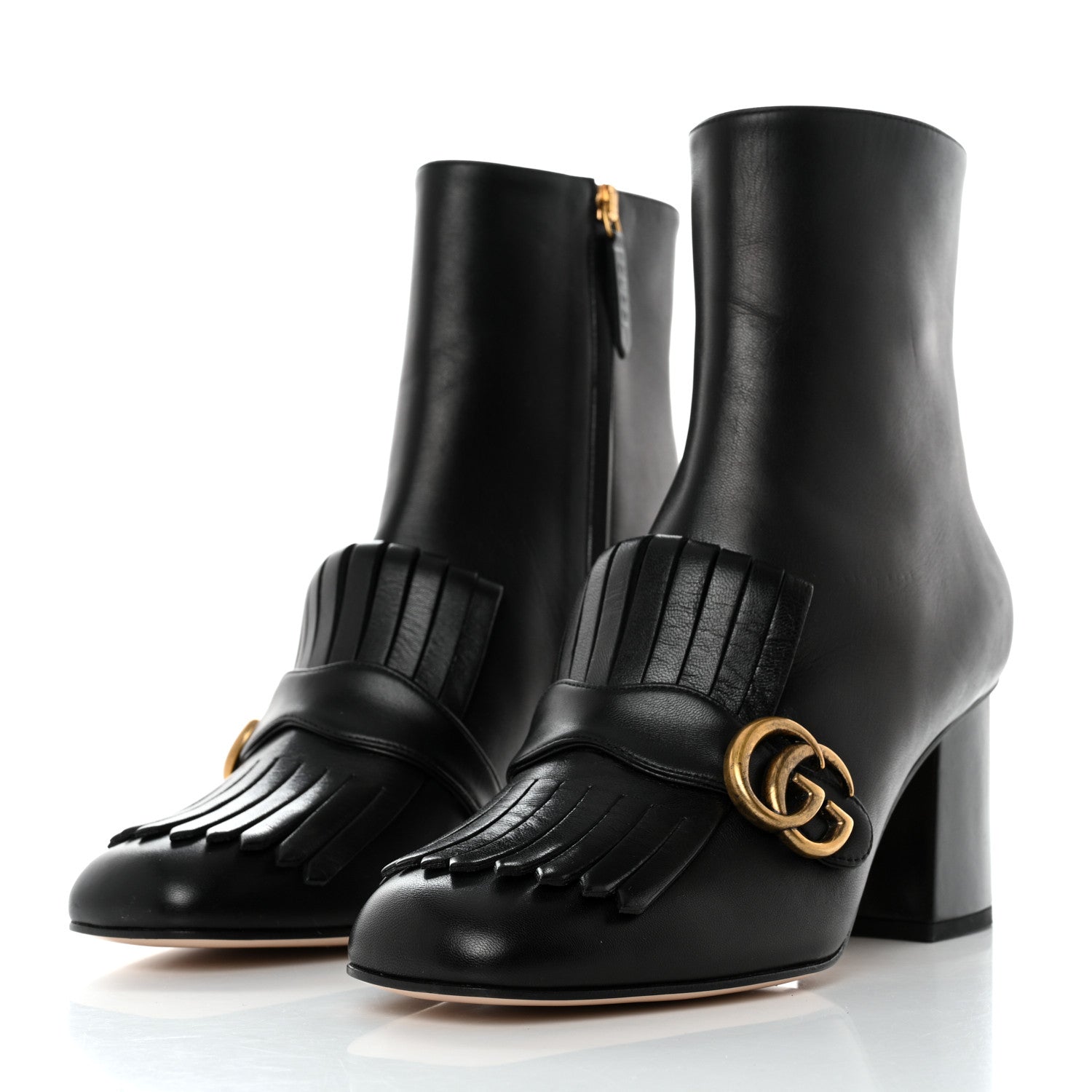 Gucci Malaga Kid GG Marmont Fringe 75mm Ankle Boots 41 Black 3 of 8