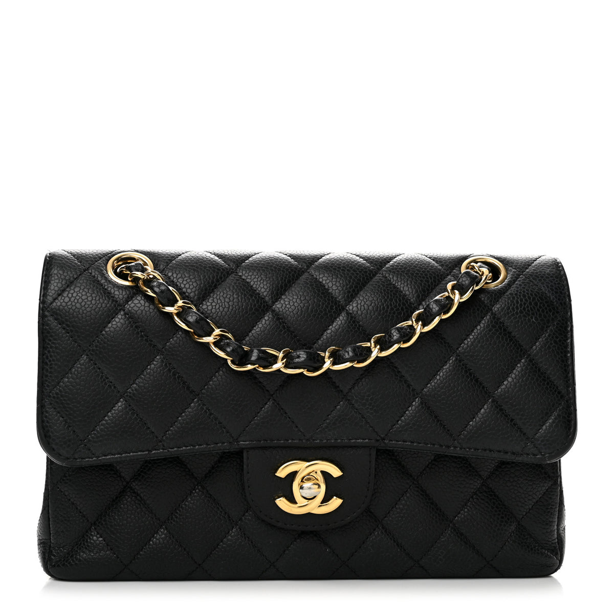 Caviar Quilted Small Double Flap Black
