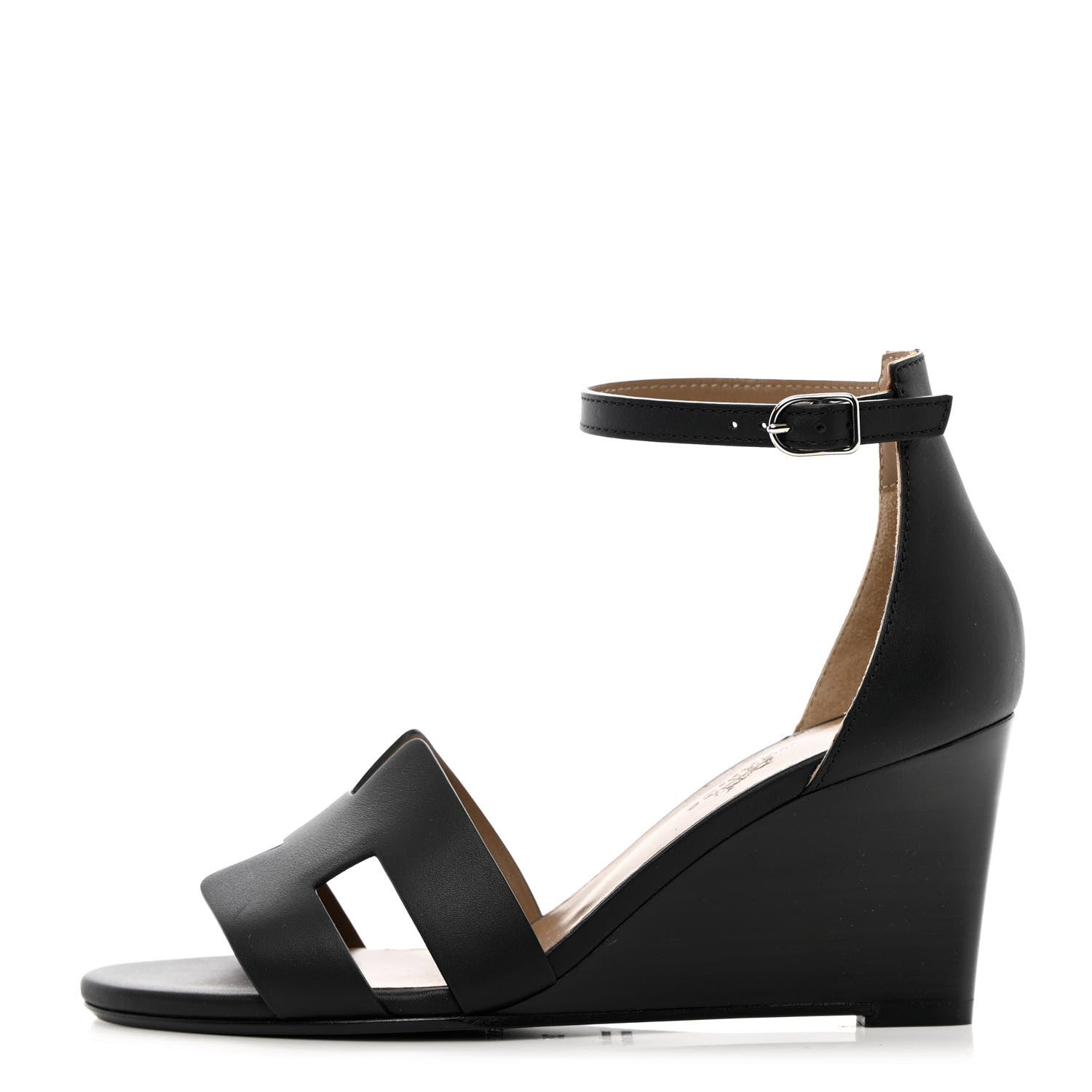 Hermes Calfskin Legend Wedge Sandals 35 Black 1 of 9