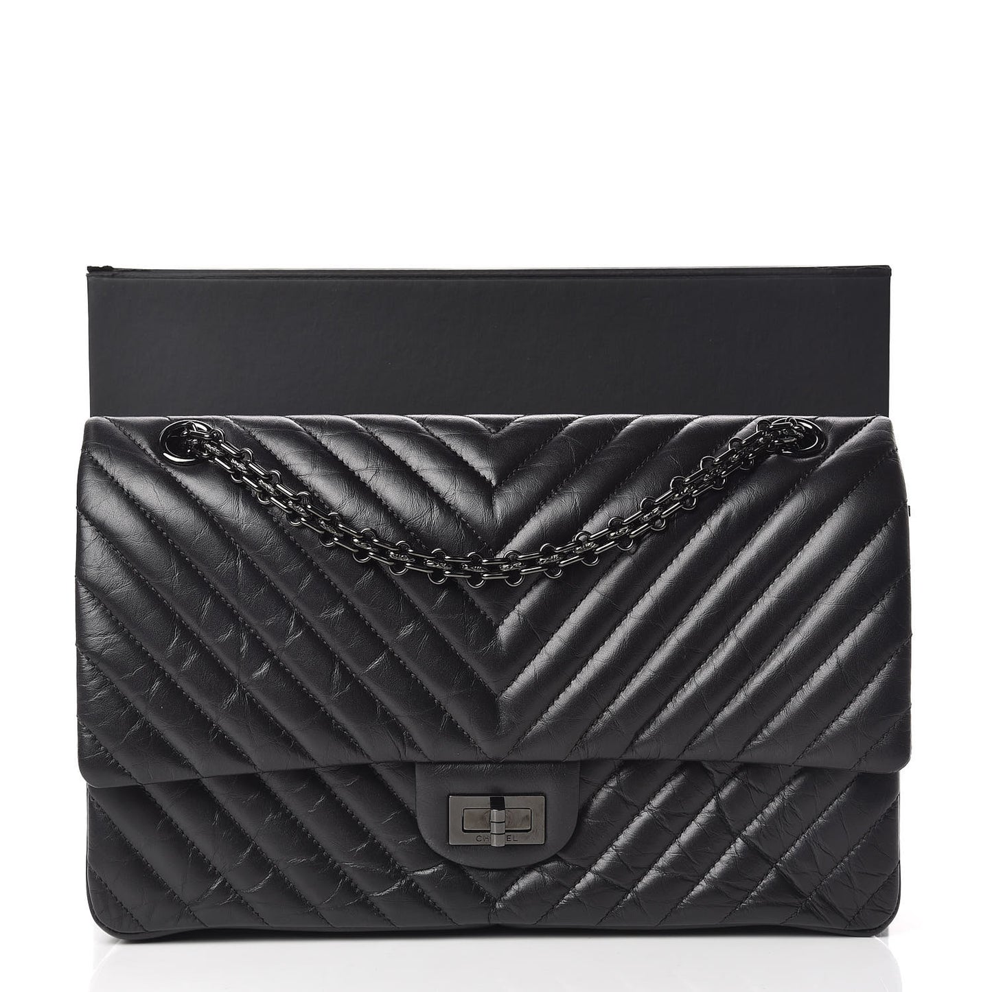 Aged Calfskin Chevron Quilted 2.55 Reissue 226 So Black