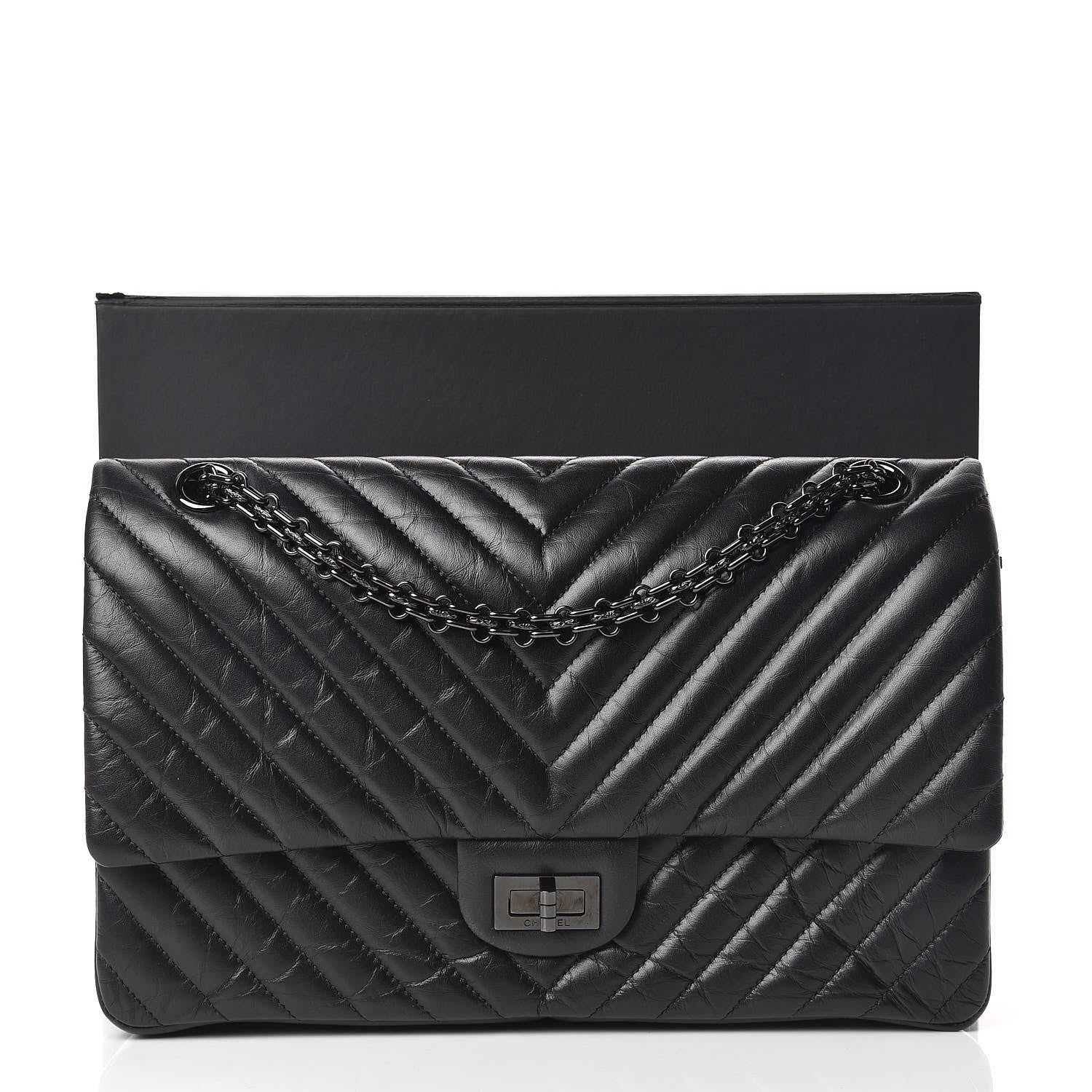 Chanel Aged Calfskin Chevron Quilted 2.55 Reissue 226 So Black 11 of 11