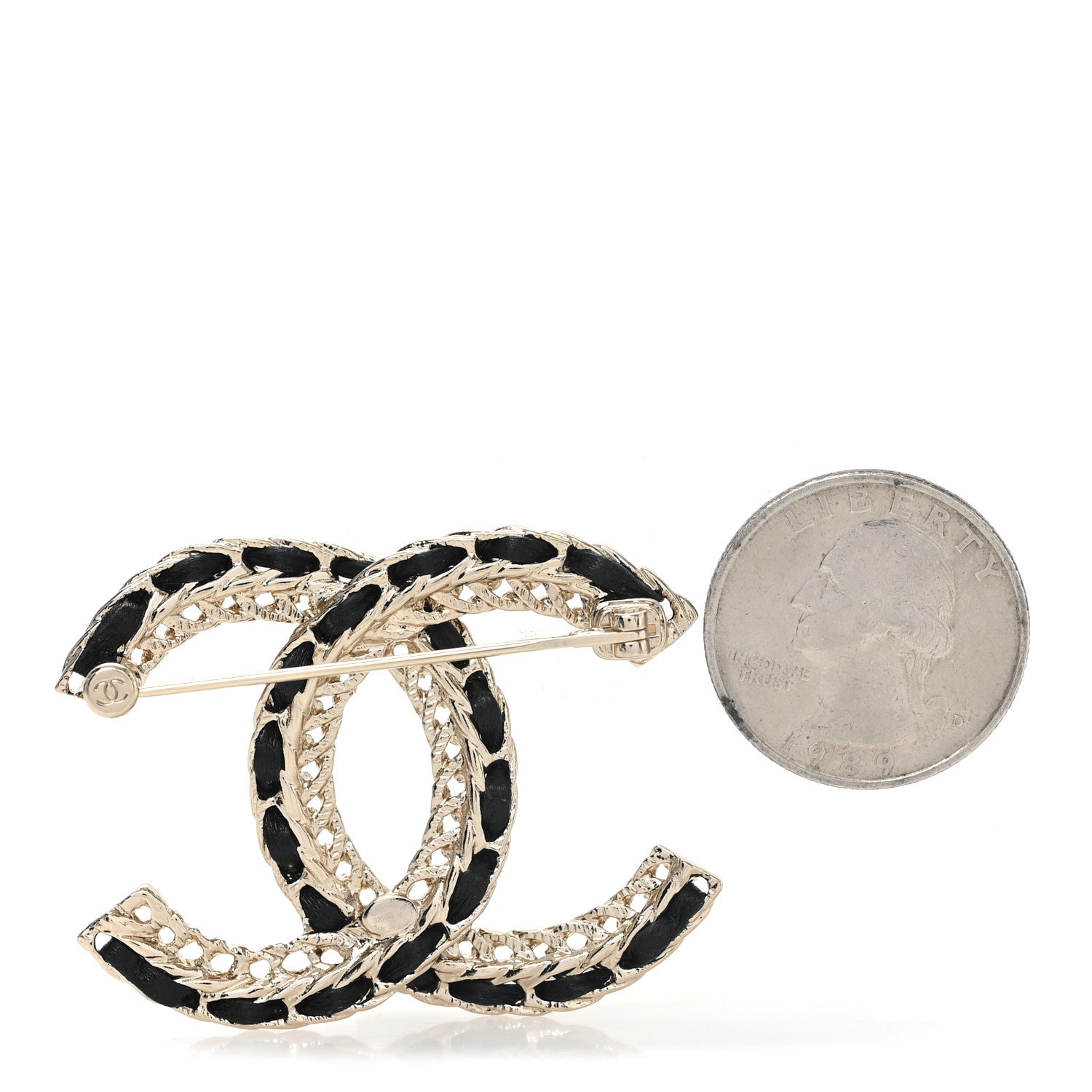 Chanel Lambskin Chain CC Brooch Black Gold 2 of 4