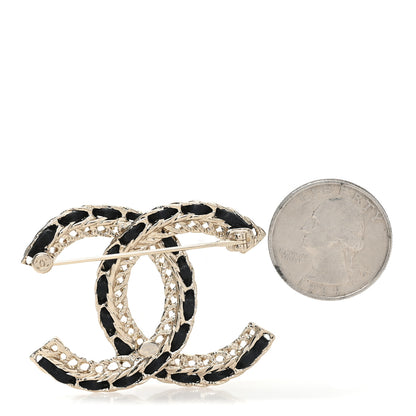 Chanel Lambskin Chain CC Brooch Black Gold 2 of 4