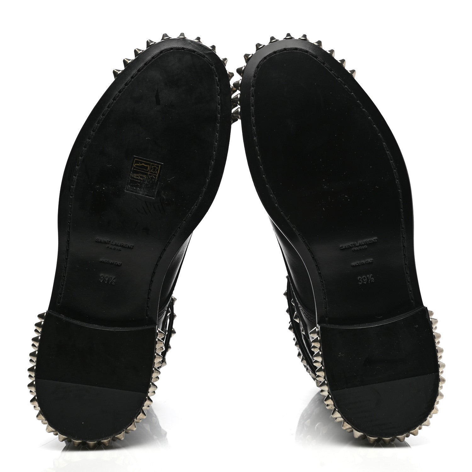 Saint Laurent Smooth Calfskin Studded Womens Punk Ranger Boots 39.5 Black 5 of 11