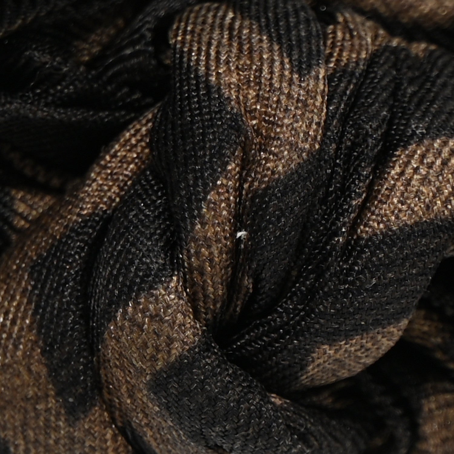 Fendi Silk FF Logo Hair Scrunchie Black Tobacco 3 of 4