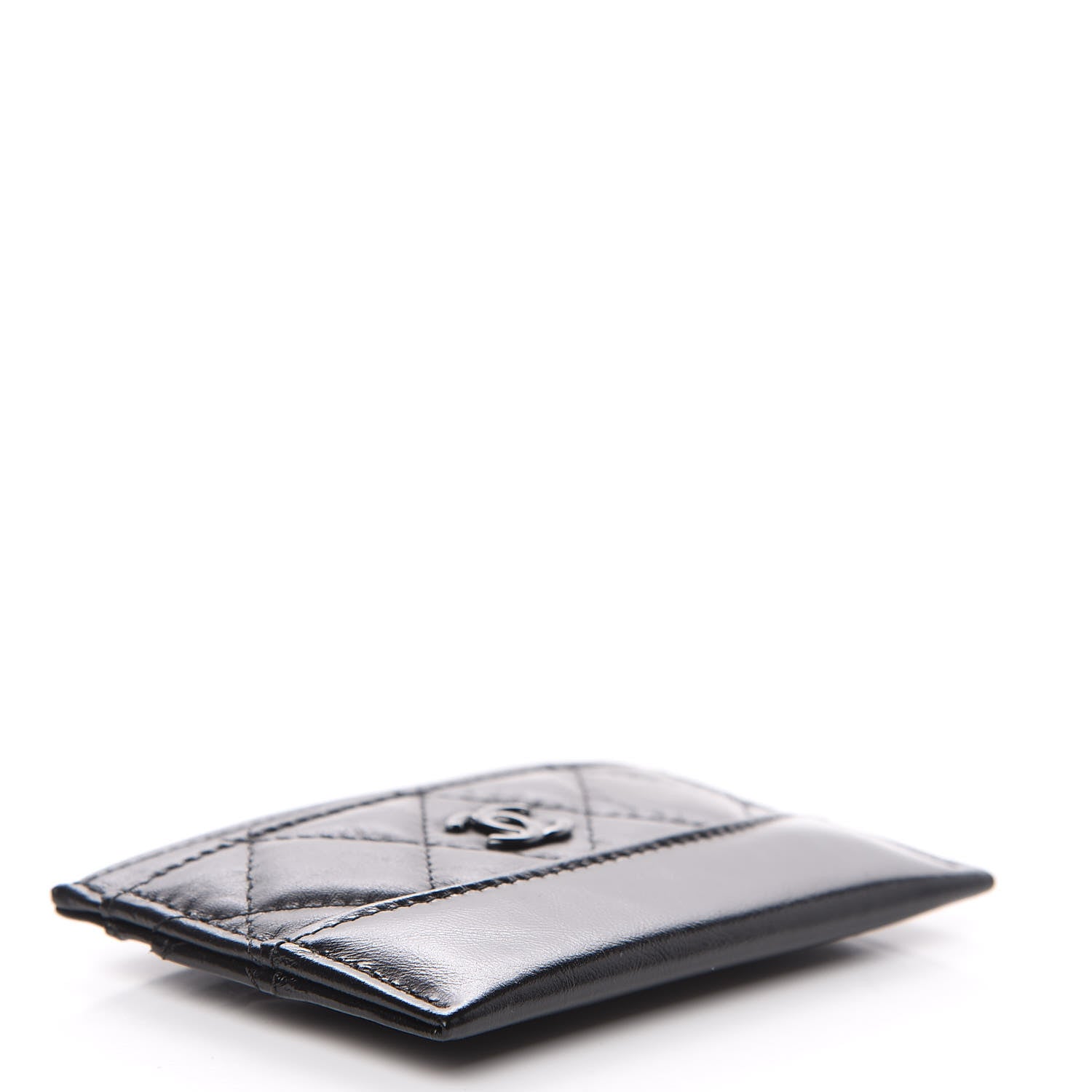 Chanel Aged Calfskin Quilted Gabrielle Card Holder Wallet So Black 3 of 8