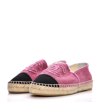 Chanel Linen CC Espadrilles 38 Pink Black 2 of 10