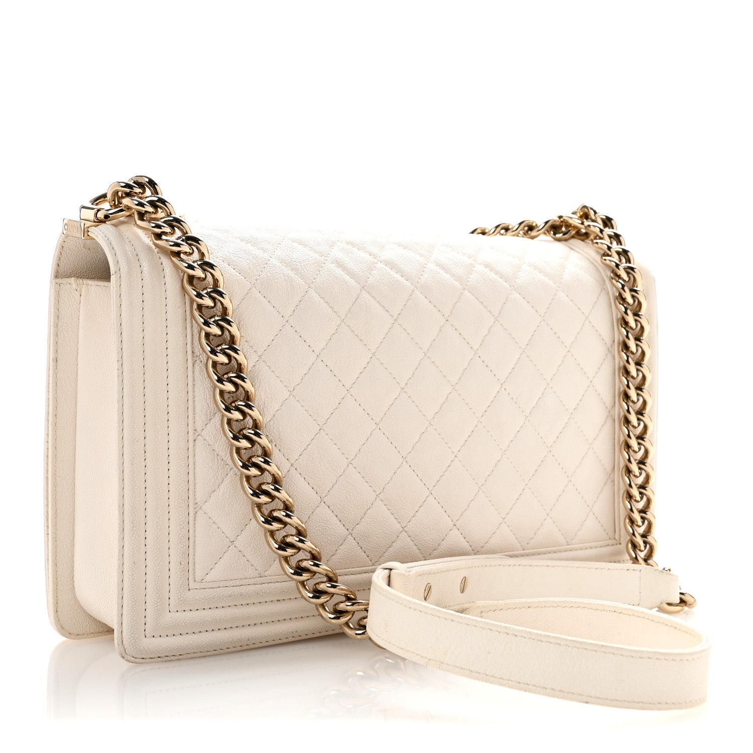 Chanel Caviar Quilted New Medium Boy Flap White 3 of 14