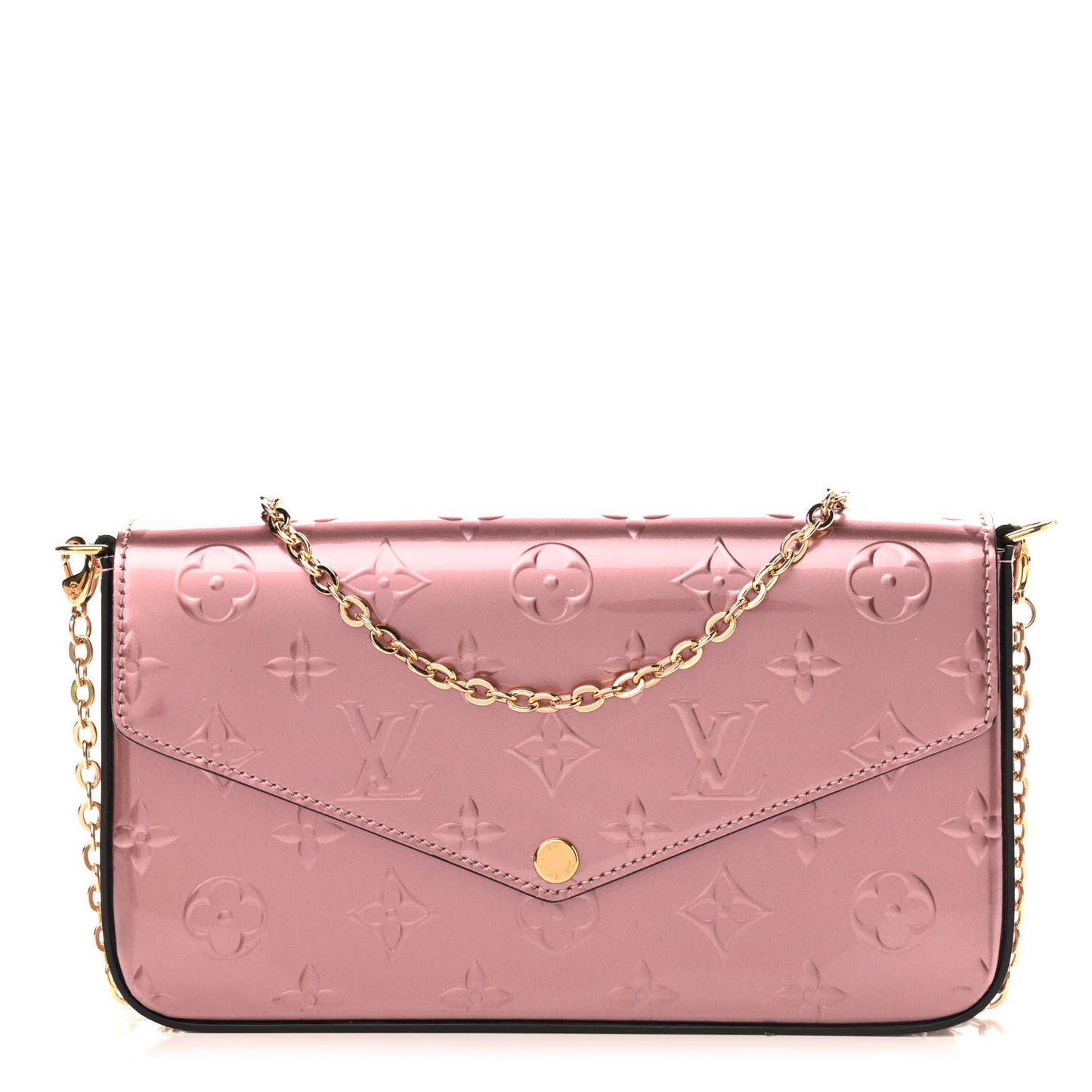 Vernis Pochette Felicie Chain Wallet Metallic Pale Pink