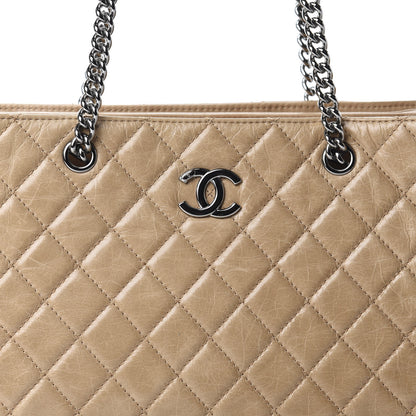 Chanel Glazed Calfskin Quilted Shopping Tote Beige 10 of 11