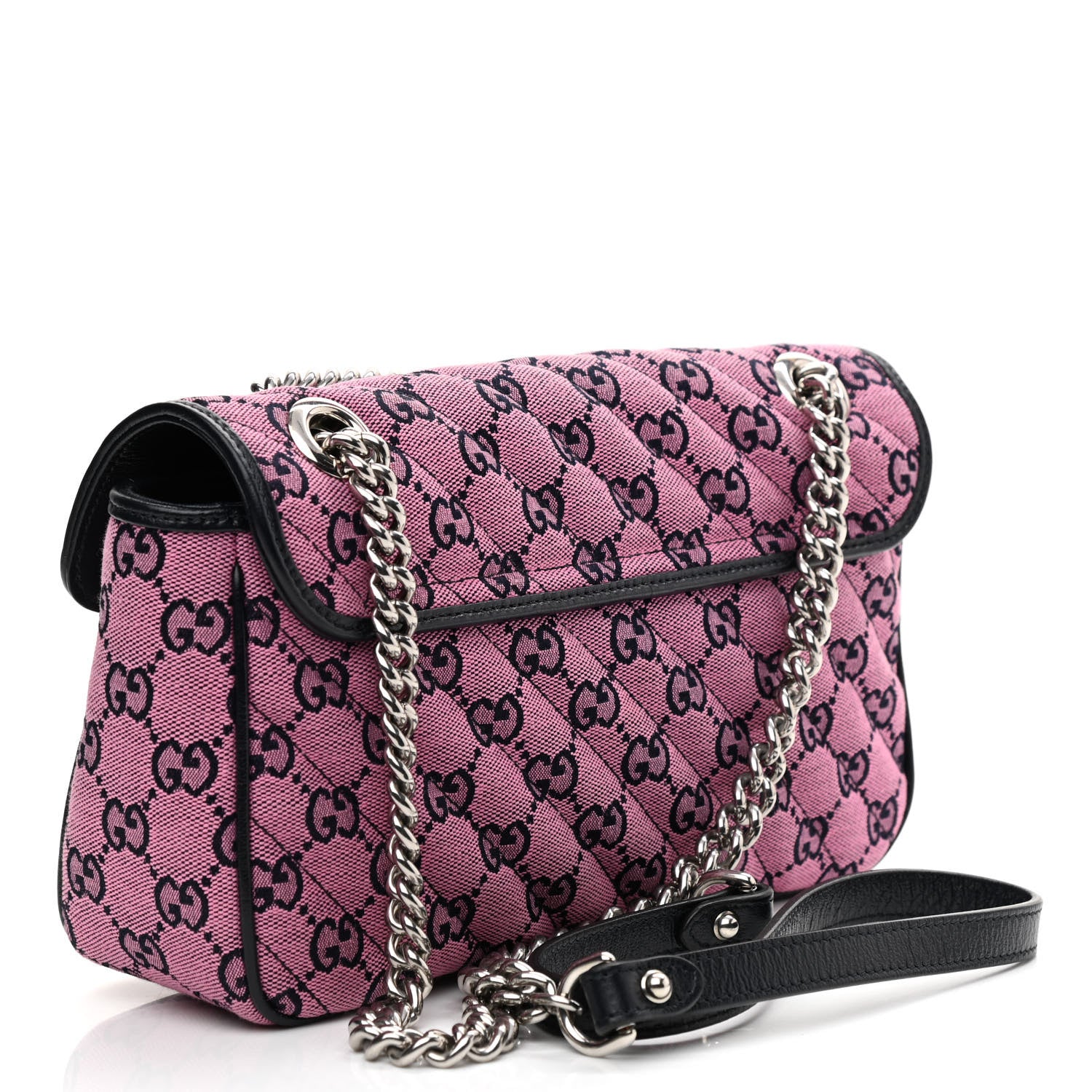 Gucci Monogram Multicolor Matelasse Diagonal Small GG Marmont Shoulder Bag Pink Blue 3 of 9