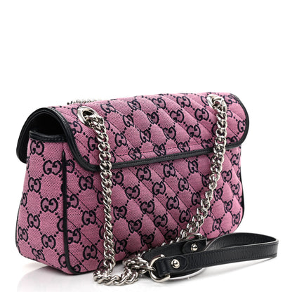 Gucci Monogram Multicolor Matelasse Diagonal Small GG Marmont Shoulder Bag Pink Blue 3 of 9