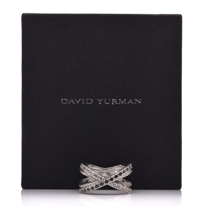 David Yurman Sterling Silver Black White Diamond X Crossover Cable Ring 57 8 8 of 8