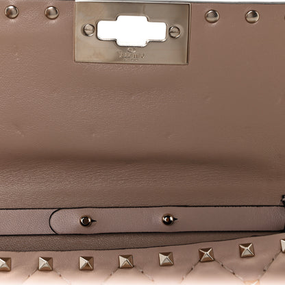 Valentino Garavani Lambskin Rockstud Spike Wallet on Chain Poudre 9 of 10