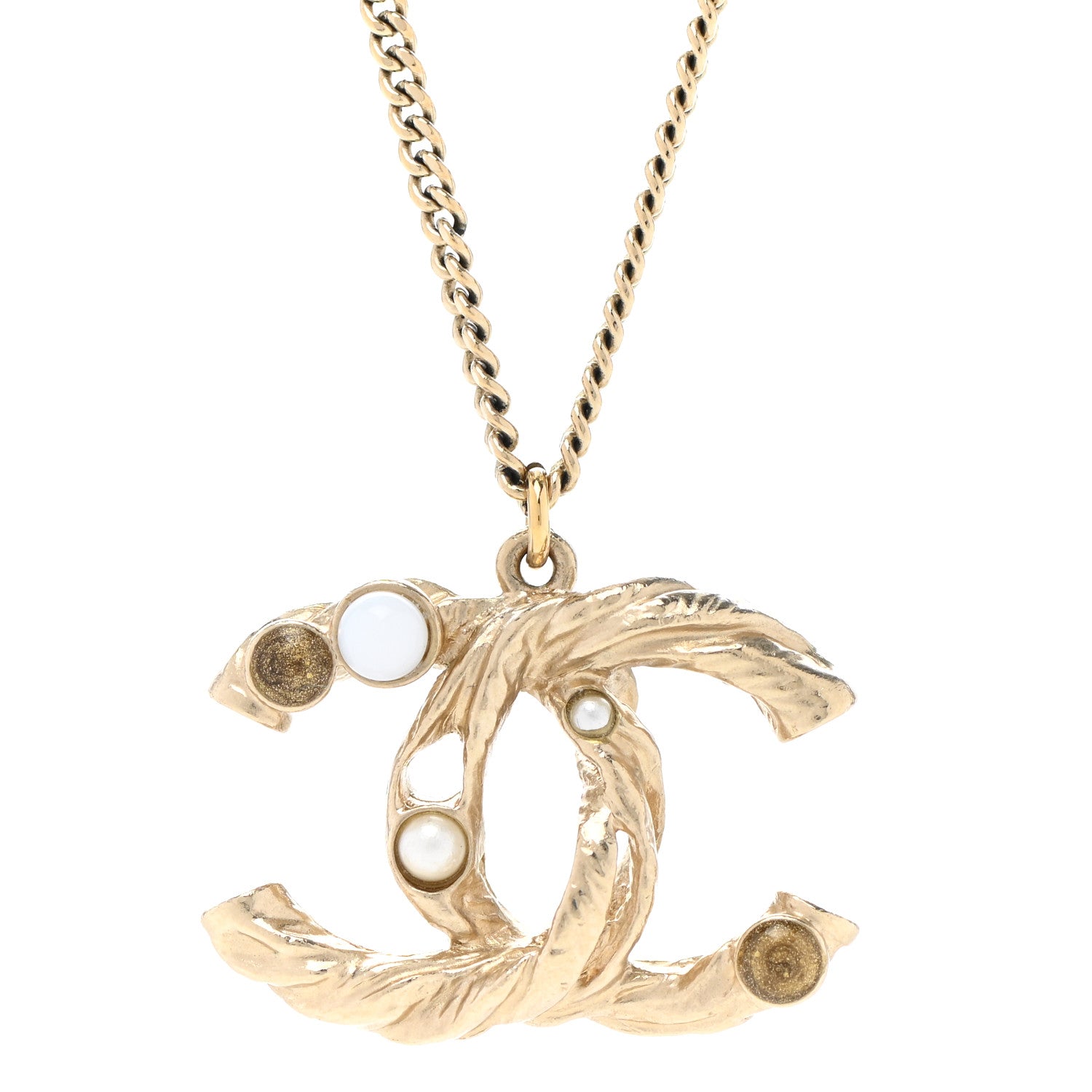 Chanel Pearl Crystal CC Bead Necklace Gold 4 of 7