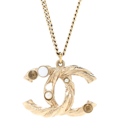 Chanel Pearl Crystal CC Bead Necklace Gold 4 of 7