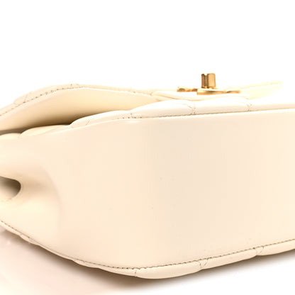 Chanel Shiny Lambskin Quilted Pearl Twist Mini Square Flap White 9 of 10